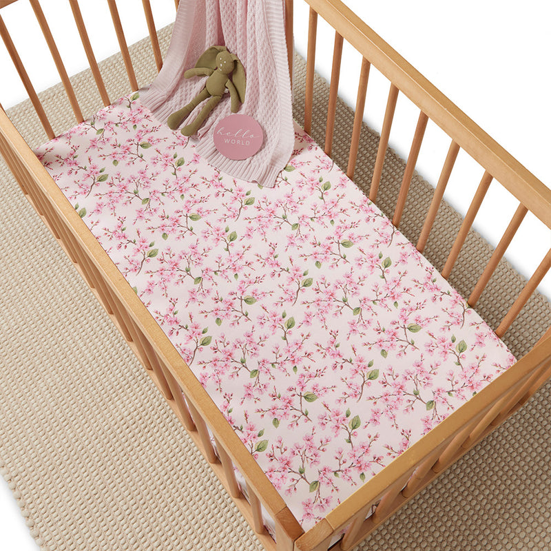 Snuggle Hunny Fitted Cot Sheet - Cherry Blossom