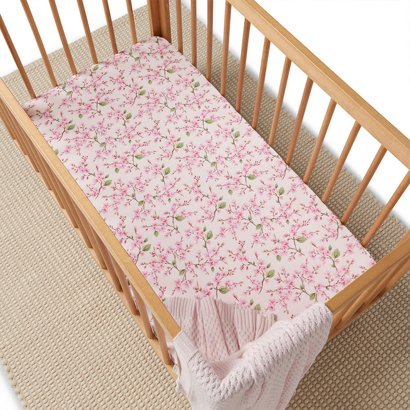 Snuggle Hunny Fitted Cot Sheet - Cherry Blossom
