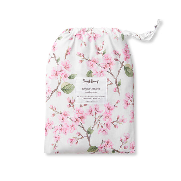 Snuggle Hunny Fitted Cot Sheet - Cherry Blossom