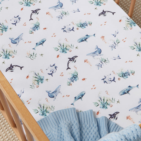 Snuggle Hunny Fitted Cot Sheet - Ocean