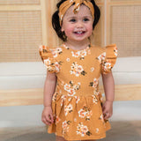 Short Sleeve Dress - Golden Flower