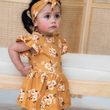 Short Sleeve Dress - Golden Flower