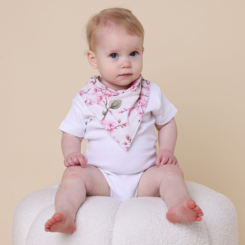 Organic Dribble Bib - Cherry - Blossom Organic Dribble Bib - Cherry - Blossom