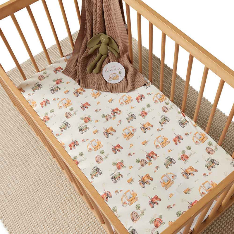 Snuggle Hunny Fitted Cot Sheet - Diggers