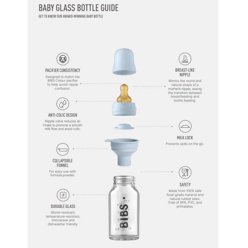 BIBS 225ml Glass Bottle Set - Ivory