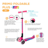 Globber PRIMO FOLD PLUS LIGHTS Scooter V2 - Fuchsia Pink/Sky Blue