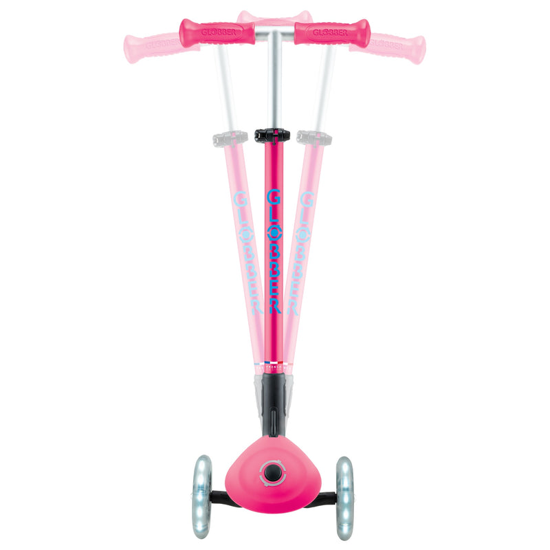 Globber PRIMO FOLD PLUS LIGHTS Scooter V2 - Fuchsia Pink/Sky Blue