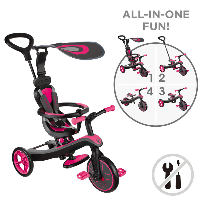 Globber EXPLORER Trike 4 in 1 - Fuchsia Pink