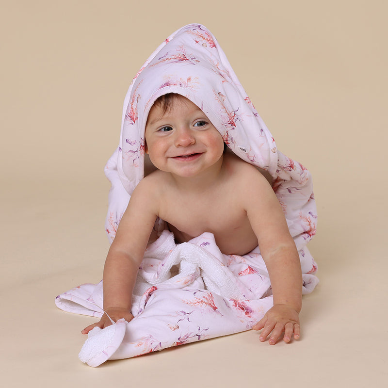 Organic Hooded Baby Towel - Coral