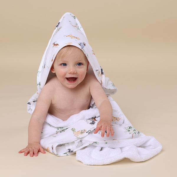 Organic Hooded Baby Towel - Dog Park