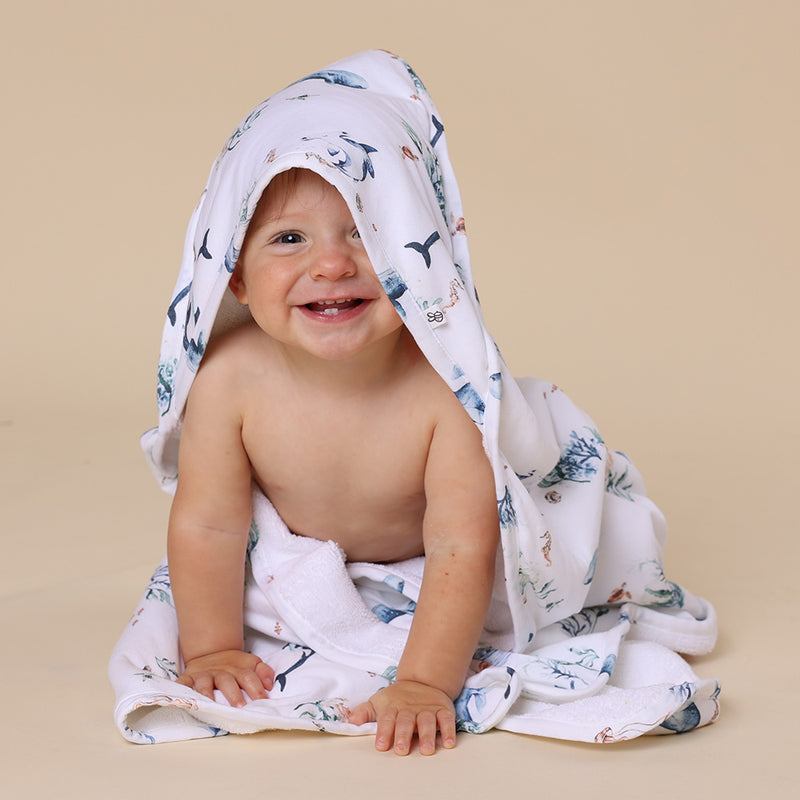 Organic Hooded Baby Towel - Ocean