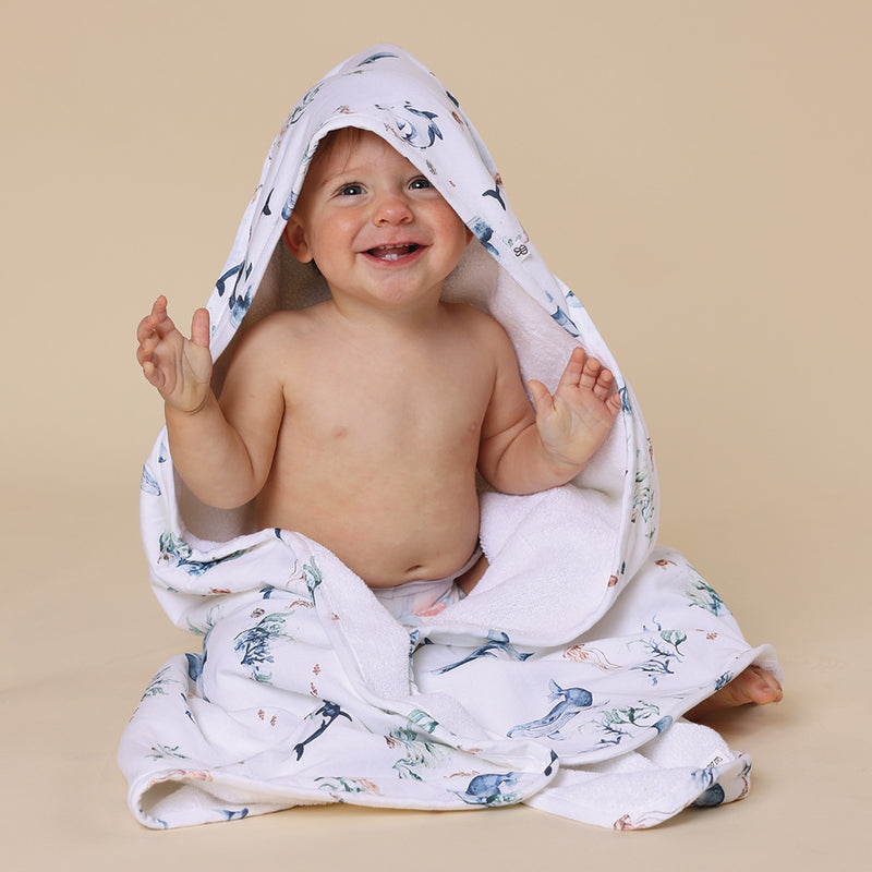 Organic Hooded Baby Towel - Ocean