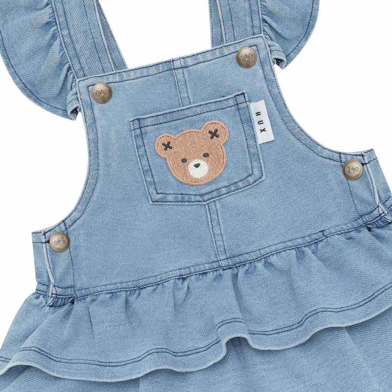 Huxbear Knit Denim Frill Pinafore