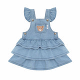 Huxbear Knit Denim Frill Pinafore