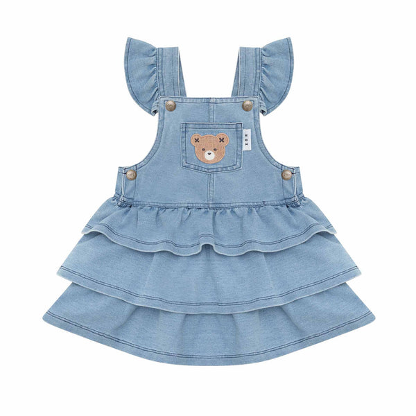 Huxbear Knit Denim Frill Pinafore