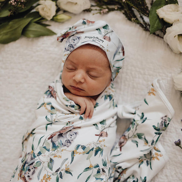Snuggle Hunny Baby Jersey Wrap & Beanie Set - Eucalypt