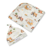 Snuggle Hunny Baby Jersey Wrap & Beanie Set - Diggers & Tractors