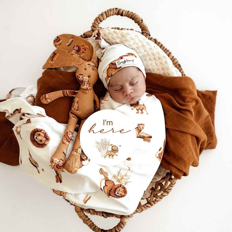 Snuggle Hunny Baby Jersey Wrap & Beanie Set - Lion