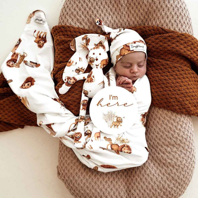 Snuggle Hunny Baby Jersey Wrap & Beanie Set - Lion