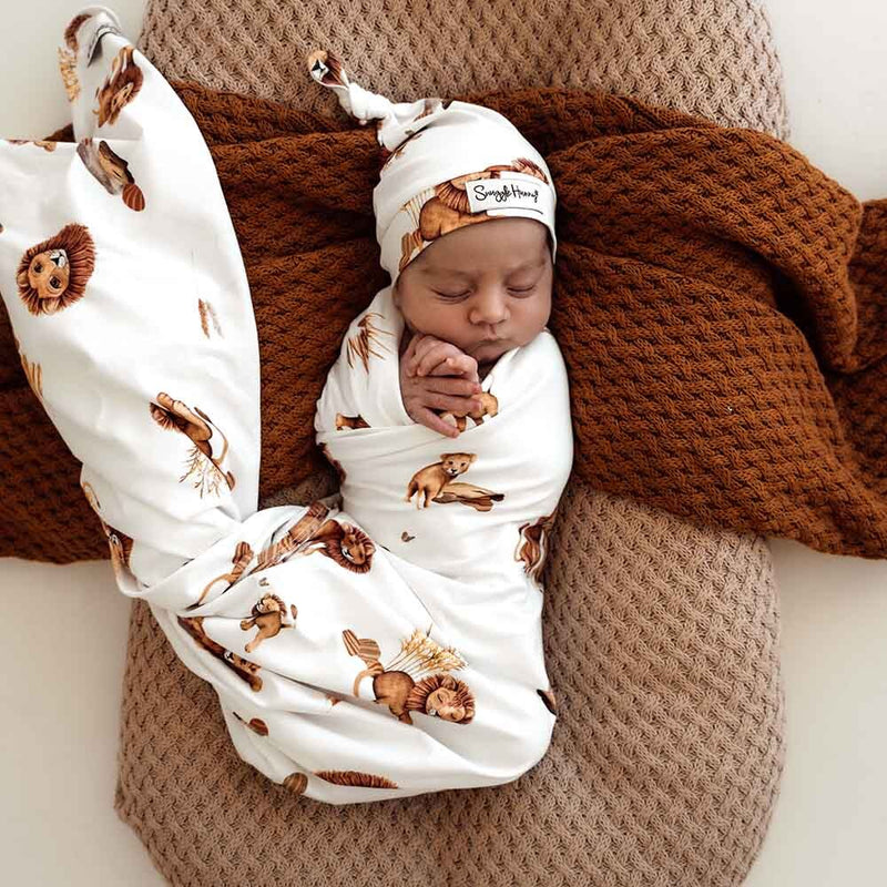 Snuggle Hunny Baby Jersey Wrap & Beanie Set - Lion