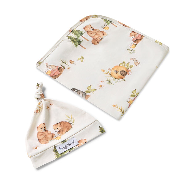 Snuggle Hunny Baby Jersey Wrap & Beanie Set - Bears