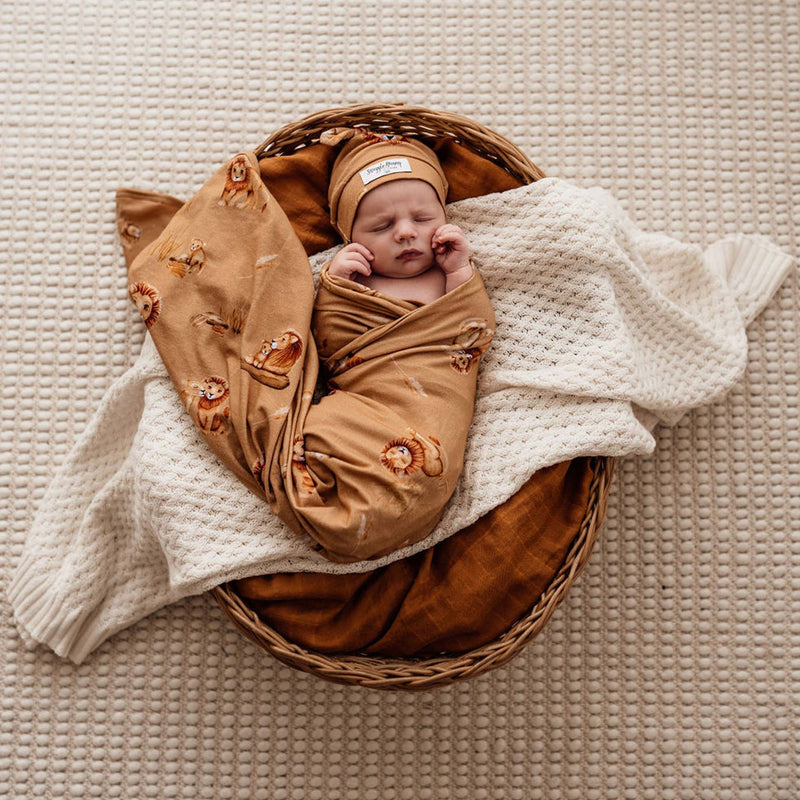 Snuggle Hunny Baby Jersey Wrap & Beanie Set - Roar