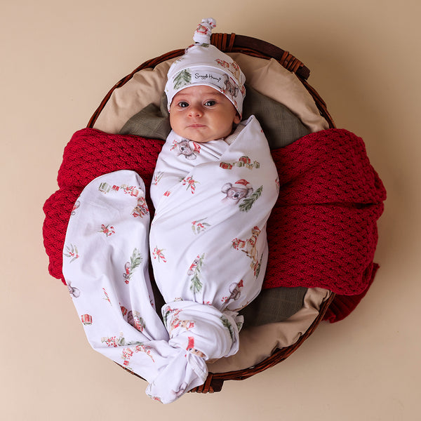 Organic Jersey Wrap & Beanie Set + Milestone Card - Kangas & Koalas