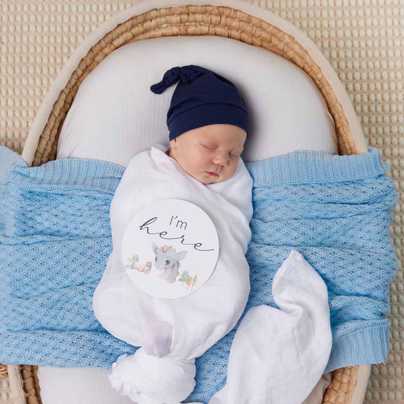 Snuggle Hunny Diamond Knit Baby Blanket - Baby Blue