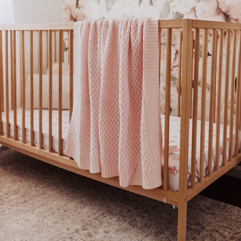 Snuggle Hunny Diamond Knit Baby Blanket - Blush Pink
