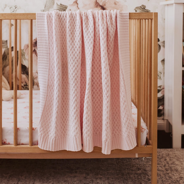 Snuggle Hunny Diamond Knit Baby Blanket - Blush Pink