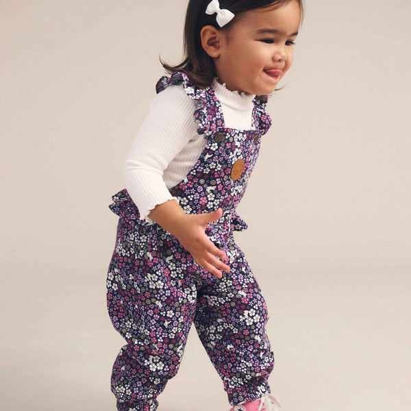 Midnight Flower Garden Frill Overall