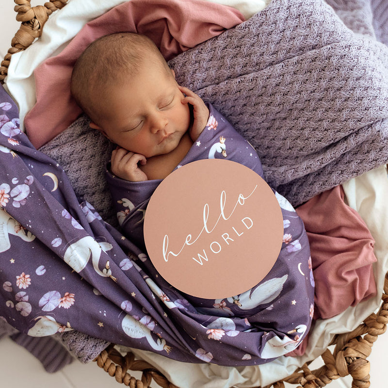 Snuggle Hunny Baby Jersey Wrap & Topknot Set -  Midnight Swan