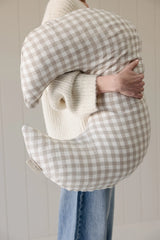 Nursing Pillow & Cover- Moon Shape- Gingham