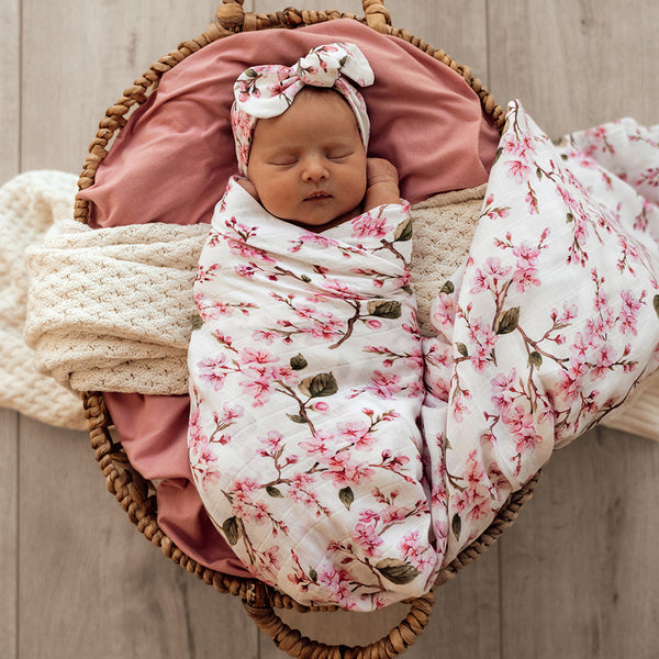 Organic Muslin Wrap - Cherry Blossom