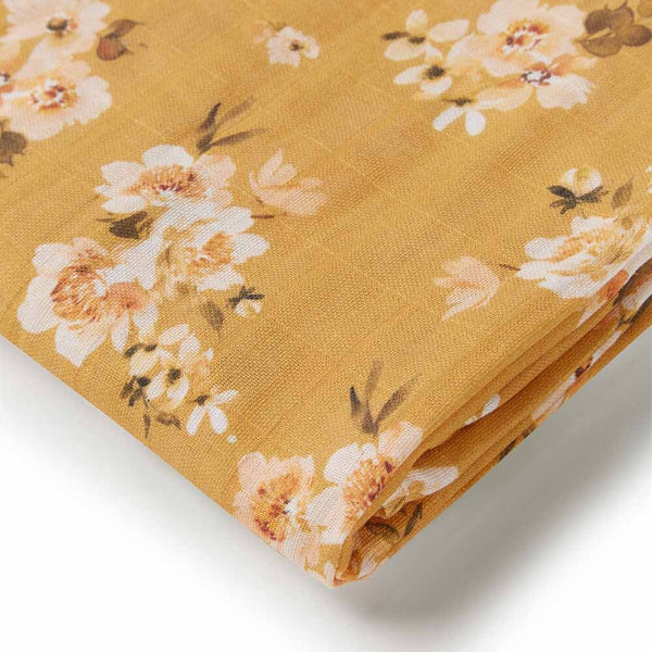 Organic Muslin Wrap - Golden Flower