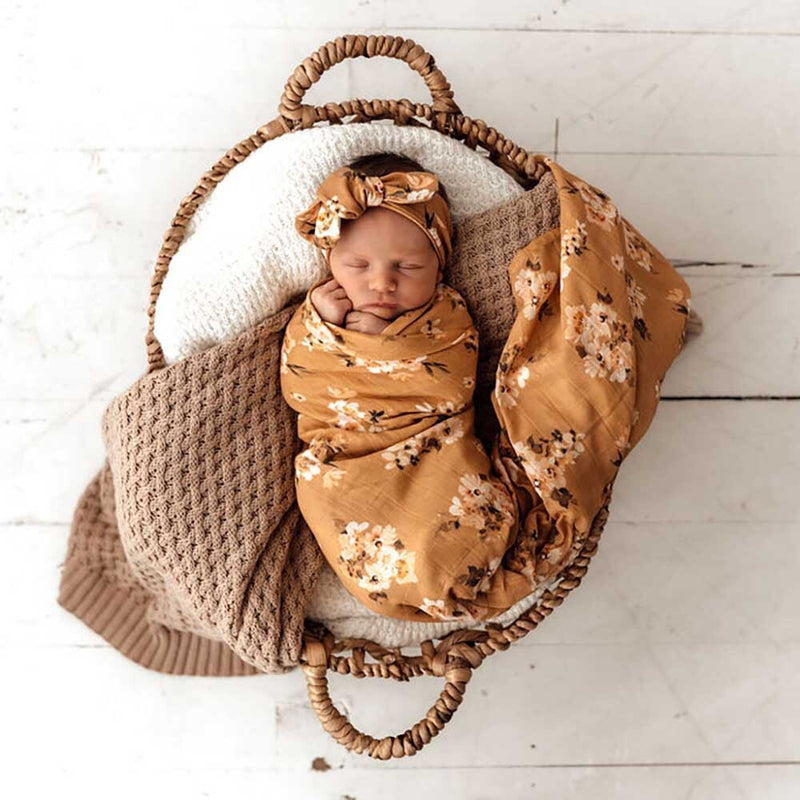 Organic Muslin Wrap - Golden Flower