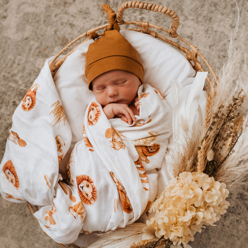 Large Organic Muslin Wraps 3 Pack - Lion/Bronze/Milk