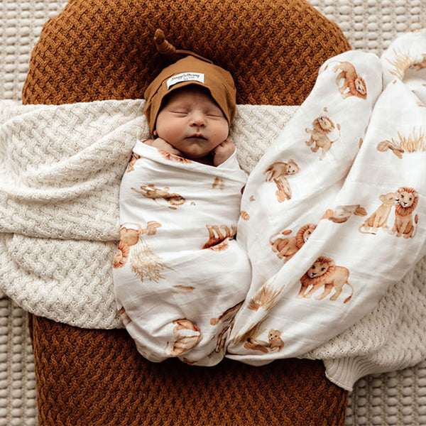 Large Organic Muslin Wraps 3 Pack - Lion/Bronze/Milk