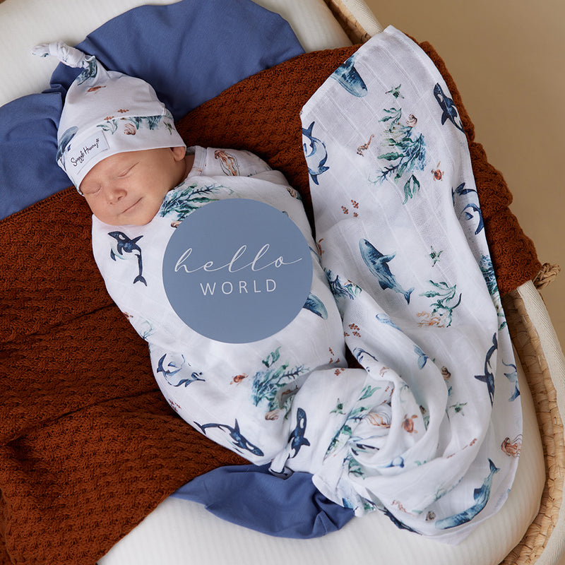 Organic Muslin Wrap - Ocean