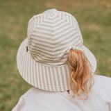 Kids Ponytail Bucket Sun Hat - Natural Stripe