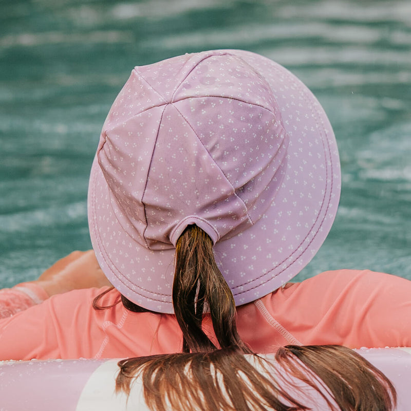 Ponytail Swim Bucket Beach Hat - Lila