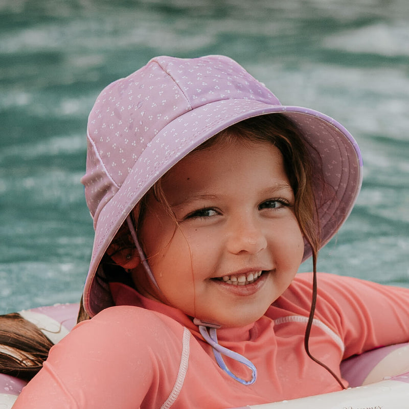 Ponytail Swim Bucket Beach Hat - Lila