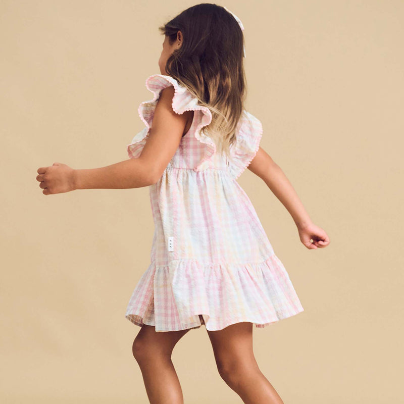 Rainbow Check Frill Dress