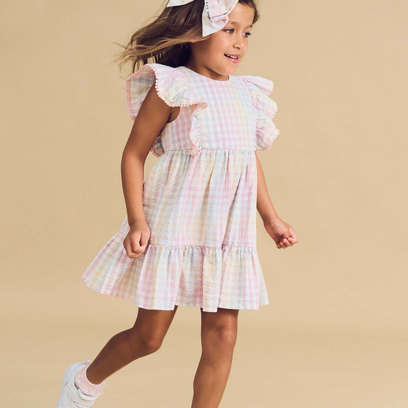 Rainbow Check Frill Dress