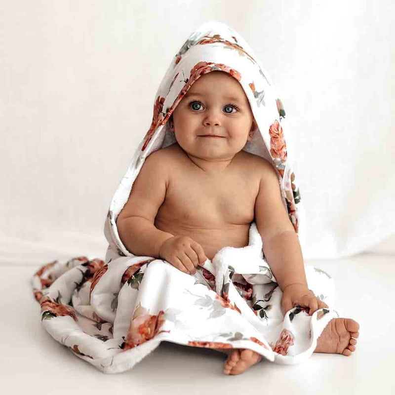 Organic Hooded Baby Towel - Rosebud