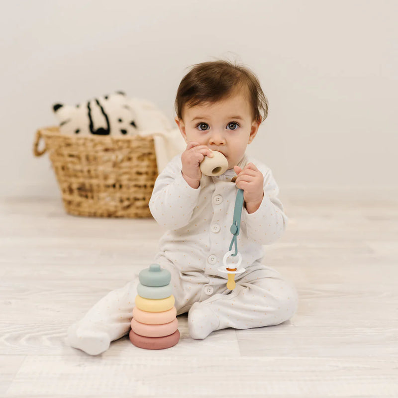 Mod & Tod Silicone Pacifier Clip | Hazy Blue