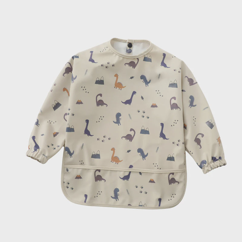 Smock Bib - Beige Dino V2