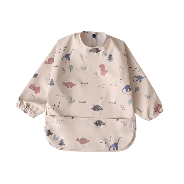 Smock Bib - Beige Dino