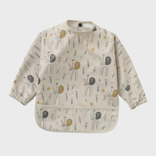 Smock Bib - Beige Snail