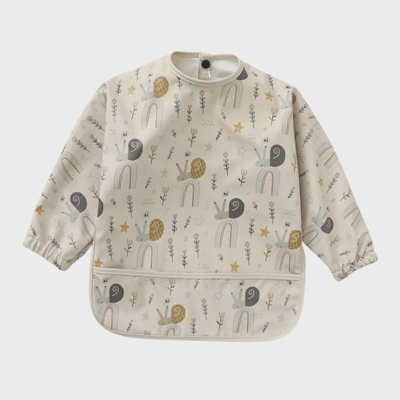 Smock Bib - Beige Snail